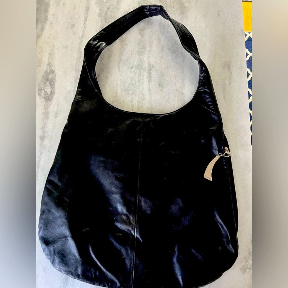 Sharif black  leather hobo bag